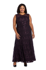 R&M Richards 3198W Long Formal Plus Size Lace Gown