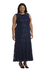 R&M Richards 3198W Long Formal Plus Size Lace Gown