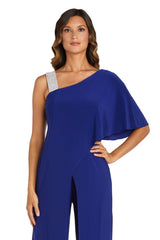 R&M Richards 3420 Asymmetric Jumpsuit With Overlay