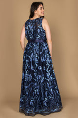 R&M Richards 3724W Long Plus Size Sleeveless Gown