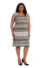 R&M Richards 5067W Plus Size Short Dress Black Taupe