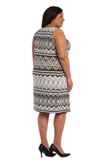 R&M Richards 5067W Plus Size Short Dress Black Taupe
