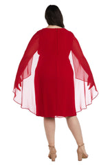 R&M Richards 5806W Short Plus Size Cape Dress