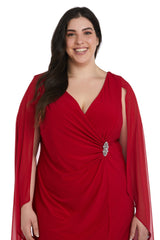 R&M Richards 5806W Short Plus Size Cape Dress