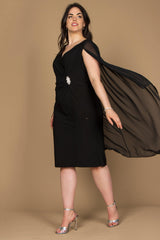 R&M Richards 5806W Short Plus Size Cape Dress