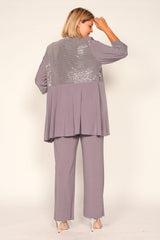 R&M Richards 5817W Plus Size Pant Suit Black Tie
