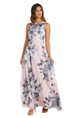 R&M Richards 7045 Long Formal Chiffon Print Dress