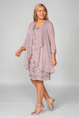 R&M Richards 7078W Mother Of The Bride Plus Size Short Dress