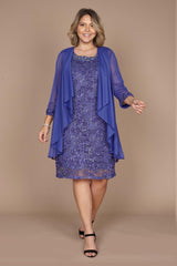 R&M Richards 7078W Mother Of The Bride Plus Size Short Dress