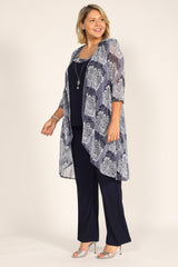R&M Richards 7258W Plus Size Duster Pant Set