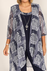 R&M Richards 7258W Plus Size Duster Pant Set
