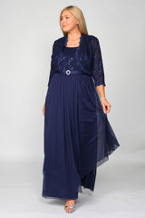 R&M Richards 7300 Long Mother Of Bride Formal Jacket Dress