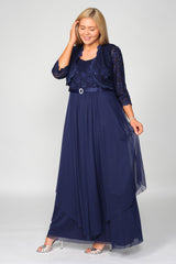 R&M Richards 7300 Long Mother Of Bride Formal Jacket Dress