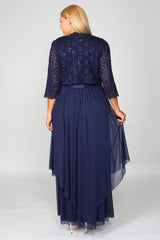 R&M Richards 7300W Long Mother Of Bride Plus Size Jacket Dress