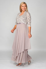 R&M Richards 7300W Long Mother Of Bride Plus Size Jacket Dress