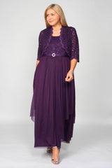 R&M Richards 7300W Long Mother Of Bride Plus Size Jacket Dress