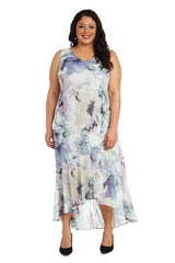 R&M Richards 7763W Plus Size High Low Jacket Dress