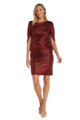 R&M Richards 7441 Draped Sleeve Short Dress