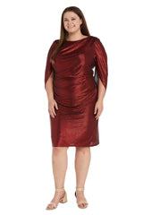 R&M Richards 7441W Draped Sleeve Short Plus Size Dress