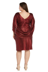 R&M Richards 7441W Draped Sleeve Short Plus Size Dress