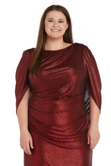 R&M Richards 7441W Draped Sleeve Short Plus Size Dress