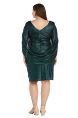 R&M Richards 7441W Draped Sleeve Short Plus Size Dress