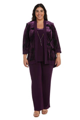 R&M Richards 9017W Formal Plus Size Black Pant Suit