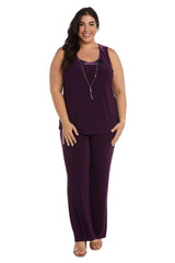 R&M Richards 9017W Formal Plus Size Black Pant Suit
