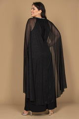R&M Richards 2662W Long Plus Size Formal Cape Dress