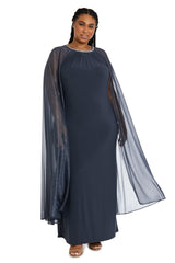 R&M Richards 2662W Long Plus Size Formal Cape Dress