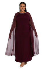 R&M Richards 2662W Long Plus Size Formal Cape Dress
