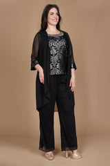 R&M Richards 7676W Plus Size Formal Duster Pant Set