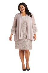R&M Richards 2421W Short Plus Size Mother Of The Bride Dress