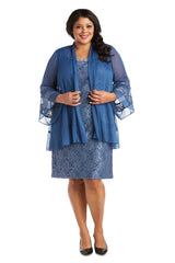 R&M Richards 2421W Short Plus Size Mother Of The Bride Dress