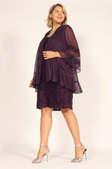 R&M Richards 2421W Short Plus Size Mother Of The Bride Dress