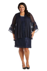 R&M Richards 2421W Short Plus Size Mother Of The Bride Dress