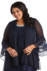 R&M Richards 2421W Short Plus Size Mother Of The Bride Dress