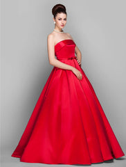 Ball Gown Elegant Dress Quinceanera Prom Floor Length Sleeveless Strapless Satin with Bow(s)