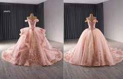 Red Beaded Lace Tiered Wedding Gowns Removable Overskirt Off the Shoulder Quince Dress 241071
