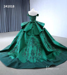 Red Beaded Lace Wedding Dresses Off the Shoulder Tiered Quinceanera Dress 241018