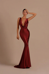 Elegant Champagne Mermaid Prom Dress Long Slimming with Ruffles