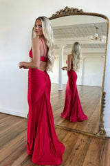 Delicate Red Mermaid Prom Dress Spaghetti Straps with Beaded