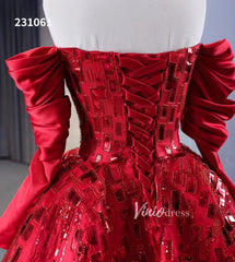 Red Off the Shoulder Sequin Quinceanera Dresses Long Sleeve Formal Gown 231061