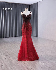 Red Ombre Beaded Wedding Dresses with Removable Overskirt Spaghetti Strap Pageant Dress 231029