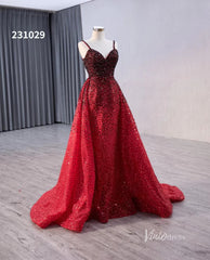 Red Ombre Beaded Wedding Dresses with Removable Overskirt Spaghetti Strap Pageant Dress 231029