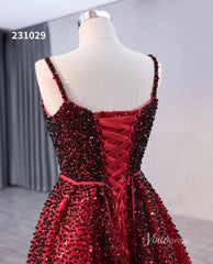 Red Ombre Beaded Wedding Dresses with Removable Overskirt Spaghetti Strap Pageant Dress 231029