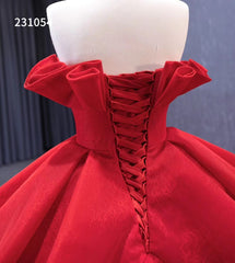 Red Strapless Sweet 16 Ball Gowns Ruffled Wedding Dresses with Flowers 231054