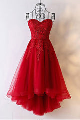 Robe de retour à la maison basse haute chérie rouge, robe de fête rouge