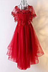 Robe de retour à la maison basse haute chérie rouge, robe de fête rouge