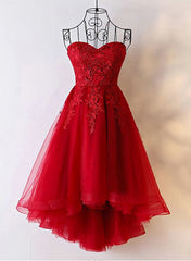 Robe de retour à la maison basse haute chérie rouge, robe de fête rouge